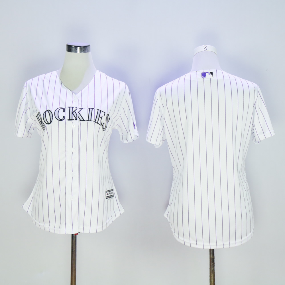 Women Colorado Rockies Blank White MLB Jerseys